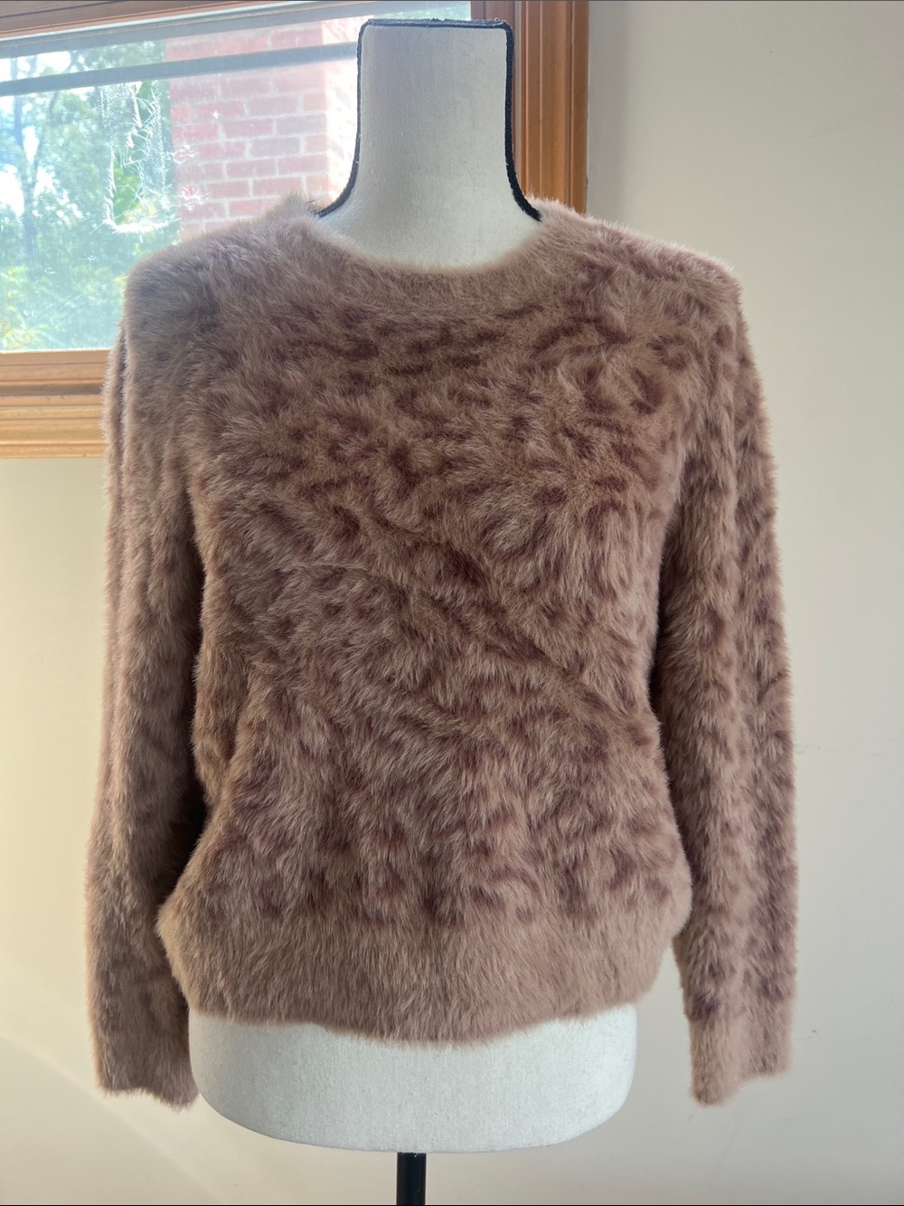 🍁🍂Faux Fur Plush Crewneck Sweater - Dusty Rose